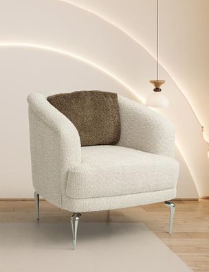 Stilvoller Polstersessel Beiger Wohnzimmer Einsitzer Metallfüße