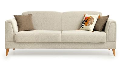 Eleganter Wohnzimmer Dreisitzer Designer Polstercouch Holzgestell