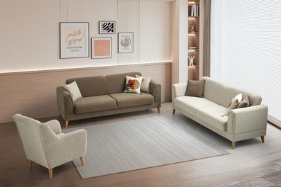 Elegante Sitzgarnitur Designer Wohnzimmer Couchen Edler Sessel 3tlg