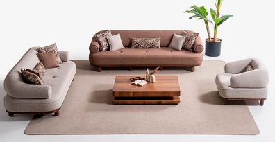 Luxuriöses Designer Sofaset 4 + 3+1 Sitzer Moderne Sofagarnitur