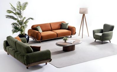 Elegante Wohnzimmer Couchgarnitur Designer 3-Sitzer Sofas Sessel