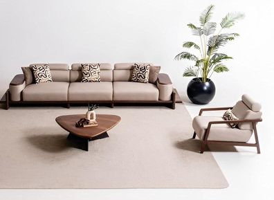 Moderne Wohnzimmer Sitzgarnitur Luxuriöser 4-Sitzer Edler Sessel 2tlg