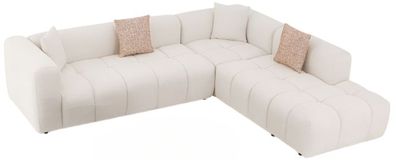 Designer Beiges Ecksofa Luxus Stoffsofa Wohnzimmer Couchen