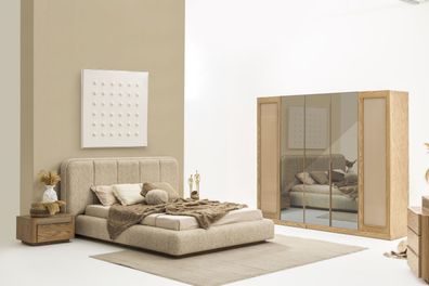 Stilvolles Schlafzimmer-Set: Bett, Nachttische & Schrank in Beige