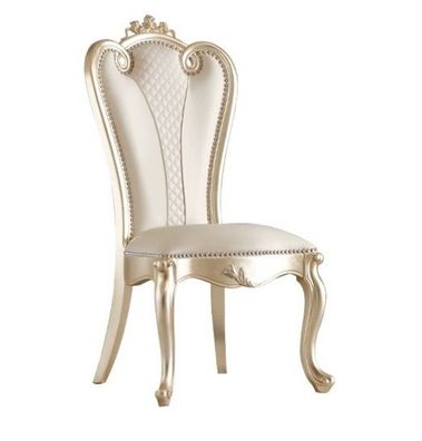 Klassischer Esszimmerstuhl Designer Holzgestell Luxus Lederstühle