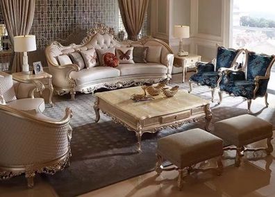 Stilvolle Wohnzimmer Garnitur Chesterfield 4-Sitzer Beistelltische