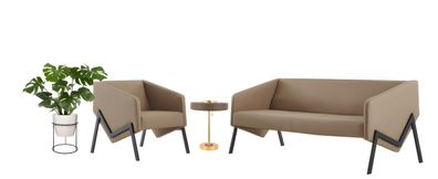 Beige Wohnzimmer Sofagarnitur Designer 2-Sitzer 2x Luxus Sessel