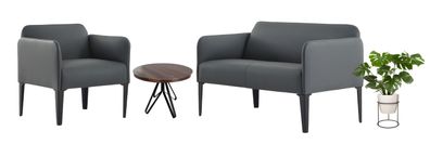 Komfortable Büro Sitzgarnitur Moderne Graue 2x Sessel 2-Sitzer