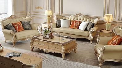 Stilvolle Klassische Sofagarnitur Designer 2-Sitzer 3-er Couchtische