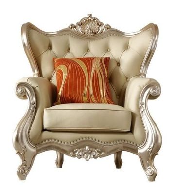 Beiger Chesterfield Sessel Klassische Wohnzimmer Kunstleder Möbel