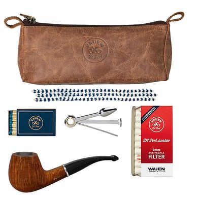 VAUEN Starter Set Pfeife 9061, braun, glatt, 9mm Filter