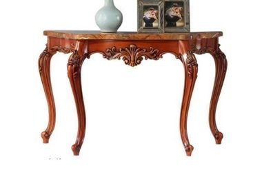 Brauner Klassischer Konsolentisch Designer Wohnzimmer Holztisch