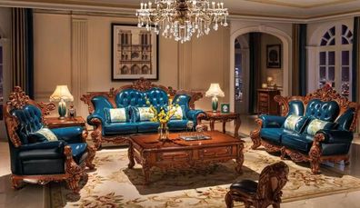 Ästhetische Wohnzimmer Klassische Sitzgarnitur Chesterfield Sofas