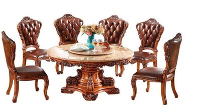 Klassische Barock Esszimmergarnitur Chesterfield Stühle Esstisch