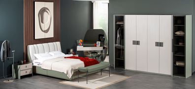 Exklusive Weiße Schlafzimmer Garnitur Bett Schrank Schminktisch