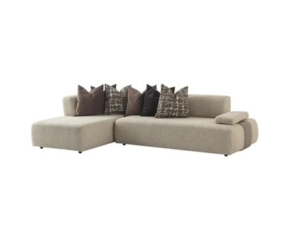 Beiges Ecksofa Wohnzimmer Designer Couch Luxuriöses Textilsofa