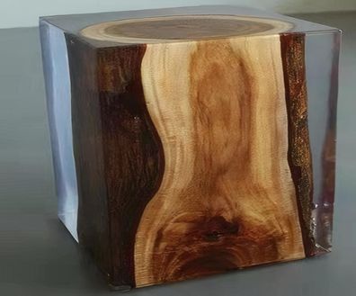 Brauner Epoxidharz Beistelltisch Quadratischer Wohnzimmer Harztisch