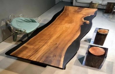 Schwarz-Brauner Epoxidtisch Esszimmertische Hochwertiger Tisch