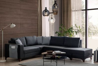 Stilvolles Ecksofa in Anthrazit mit schlichtem Design und hohem Komfort