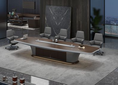 Luxus Besprechungstisch in Braun-Grau Design