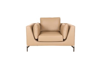 Stilvoller Beiger Ledersessel Wohnzimmer Loungesessel Sitzmöbel