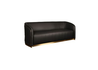Stilvolle Schwarze Dreisitzer Couch Wohnzimmer Designer Ledersofas