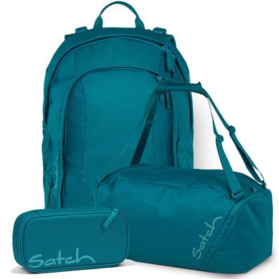 satch Set aus air + Sporttasche + Schlamperbox 26, Deep Petrol, Mädchen & Jungen