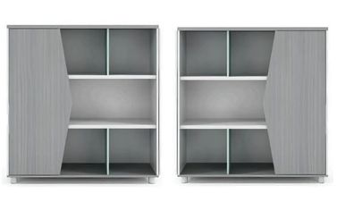 Grau Aktenschrank 2-teilig, Modern, Freistehend, 120x40x120 cm