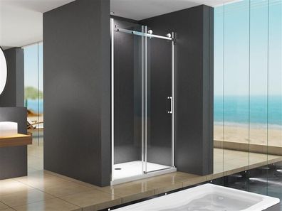 Nischentür 110x195 cm 8 mm ESG Sicherheitsglas Klarglas Duschtür Schiebetür Silber