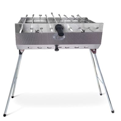 Mangal Set Taschkent Schaschlikgrill mit 9er Drehspieß Spieße Motor