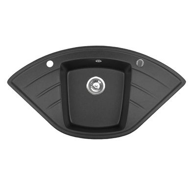 Spülbecken ALTAIR mit automatischer Siphon 96x50 cm Küchenspüle Granit schwarz Spüle