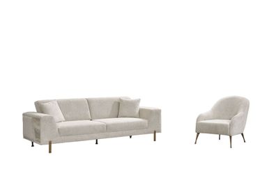 Wohnzimmer-Set 2tlg. 3-Sitzer-Sofa mit Sessel, modernes Design Stoffsofas