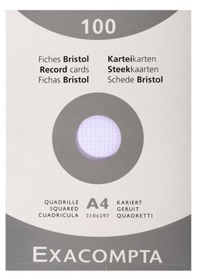 Karteikarten A4 kariert weiss 100St
