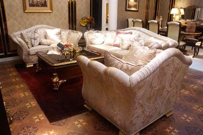 Living Room Sofa 3 + 2 + 1 Seater Upholstery Set Royal Couch Baroque Rococo Style