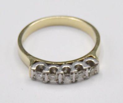 Halb Memory Eternity Ring Bi Color 0.25 Ct IF Diamant Brillant 585 Gold massiv