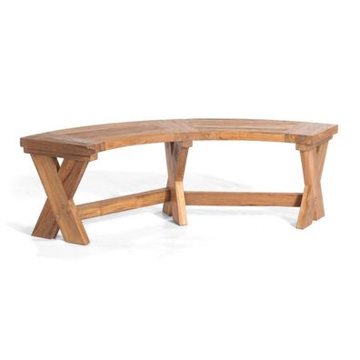 Sonnenpartner Quantum Gartenbank Bank Sitzbank halbrund 155 cm Teakholz Old Teak