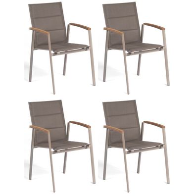 Sonnenpartner Stapelstuhl Sierra 4er-Set Gartenstühle Aluminium/Textilen champagner