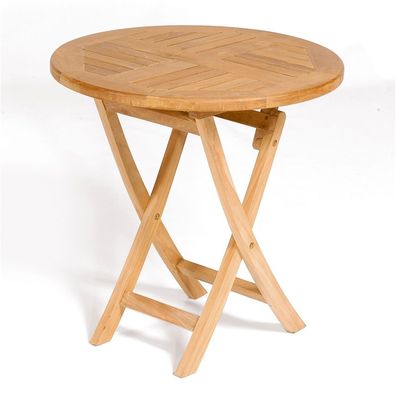SunnySmart York Teakholz-Klapptisch natur Tisch rund Ø 70 cm Balkontisch