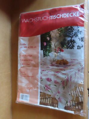 Tischdecke Tischwäsche Tischtuch Wachstuch Decke PVC creme mit Muster 100x140cm
