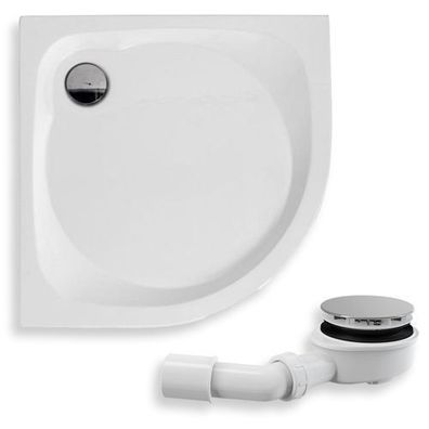 Duschwanne Viertelkreis Acryl NEUER STIL 90x90 Weiß | Ablaufgarnitur & Füße im SET!