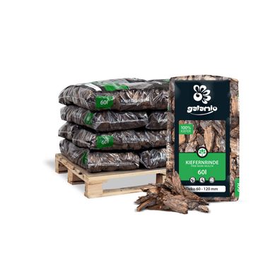 Galamio Rindenmulch Kiefer Deko 60l x 12 Sack 720l 12er Palette Körnung 60 - 120