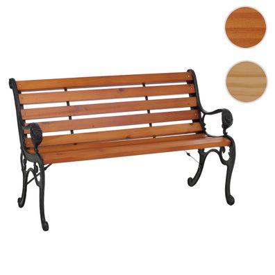 Gartenbank HWC-O25, Sitzbank Parkbank 2-Sitzer, Gusseisen Holz Kiefer, 132cm