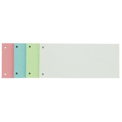 Trennstreifen, Karton 190 g/m², 1x8 cm gelocht, 100 Stück. 4 farbig