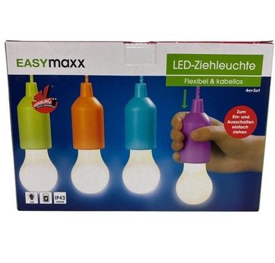 4er Set Easymaxx LED Ziehleuchte Leuchte flexibel kabellos Bunt