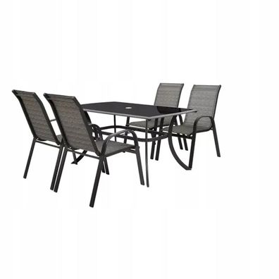 Gartenmöbel-Set aus Aluminium mit Glastisch – 4-teilig