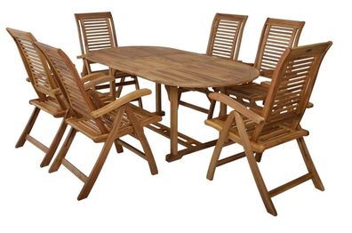 Gartenmöbelset aus Akazienholz – 6 Stühle & Tisch, klappbar