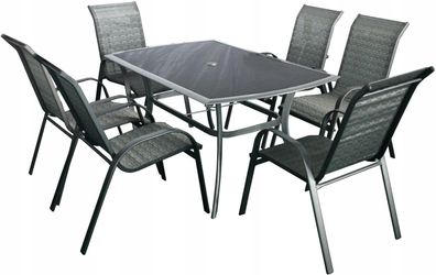 Gartenmöbelset mit 6 Klappstühlen und Tisch aus Aluminium