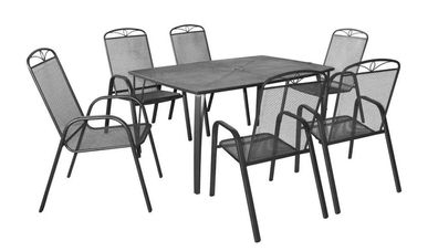 Gartenmöbelset aus Aluminium 6 Stühle und Tisch, stapelbar, wetterfest