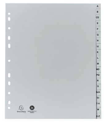 Register A4+ 20tlg A-Z PP grau