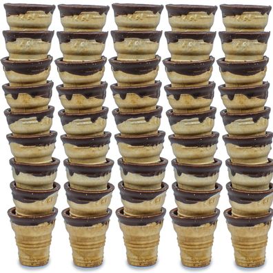 Waffelbecher-Likörbecher 2cl mit feiner Kakao-Glasur | Eierlikör | 45 Stück